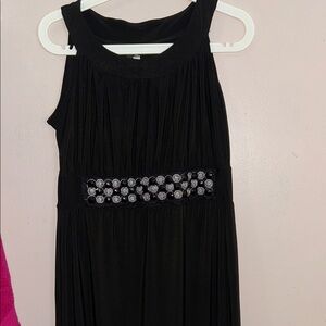 Elegant Black Maxi Dress with Crystal Waistband